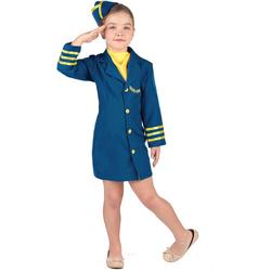 LUCIDA - Stewardess kostuum voor meisjes - M 122/128 (7-9 jaar) - Kinderkostuums