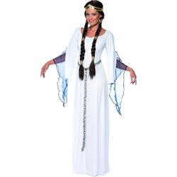 Medieval Maid Costume White with Dress Belt & Headpiece