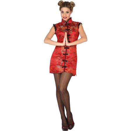 Rode Chinese outfit voor vrouwen  - Verkleedkleding - XL