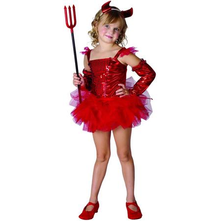 Rood duivel kostuum voor meisjes - Verkleedkleding - 122/128