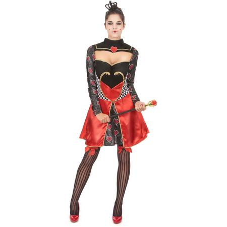 Sexy Queen of Hearts (uit Alice in Wonderland) jurkje met kroon - Hartenkoningin kostuum maat 36-38 (S)