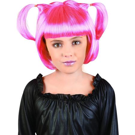 Vegaoo - Roze mangapruik voor meisjes - Fluo - One Size