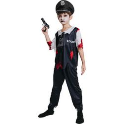   - Zwart-witte zombie politievermomming voor kinderen - Zwart - M 122/128 (7-9 jaar)