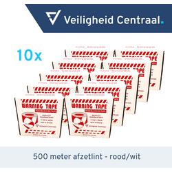 10 stuks - Afzetlint rood/wit 500 meter