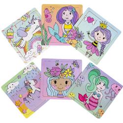 6 stuks houten puzzel kinderen Prinses, Zeemeermin, Eenhoorn, Unicorn - uitdeelcadeautje traktatie kinderverrassingen