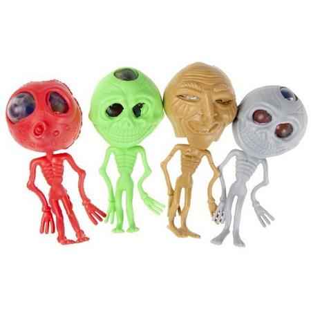 Mesh ball met orbeez alien ruimtewezen 4 stuks - uitdeelcadeautjes - traktatie