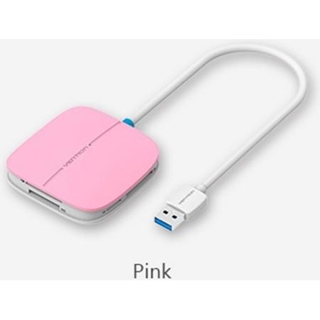 USB 3.0 kaartlezer voor SD/TF/CF/XD /MS Micro SD - Roze 50cm Kabel