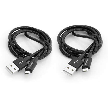Verbatim Micro B USB Cable Sync & Charge 100cm Zwart - Duo Pack