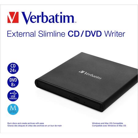 Verbatim Slimline CD/DVD Re-Writer Zwart (light version)