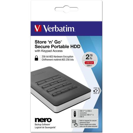 Verbatim Store n Go Secure Portable HDD 2 TB with Keypad