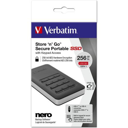 Verbatim Store n Go Secure Portable SSD 256 GB with Keypad