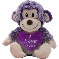   Knuffelaap I Love You Junior 15 Cm Pluche Paars