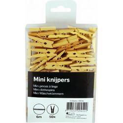 miniknijpers 2,5 cm hout goud 50 stuks