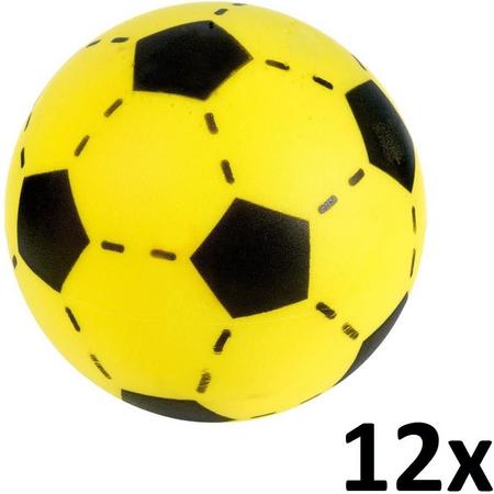 12x Soft voetbal - Foam bal - 20cm - Zwart-Geel