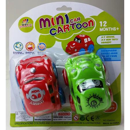 Mini Car Cartoon - 2 stuks - 9.5x6.5x6cm