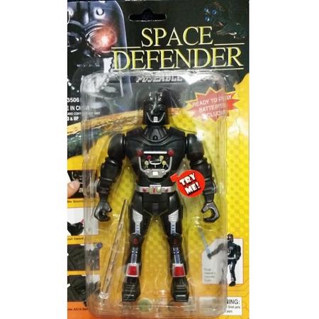 Space defender - Actie figuur met licht en geluid - 16x10x3cm