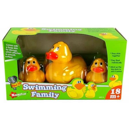 Swimming Family Duck - 3x badeend geel