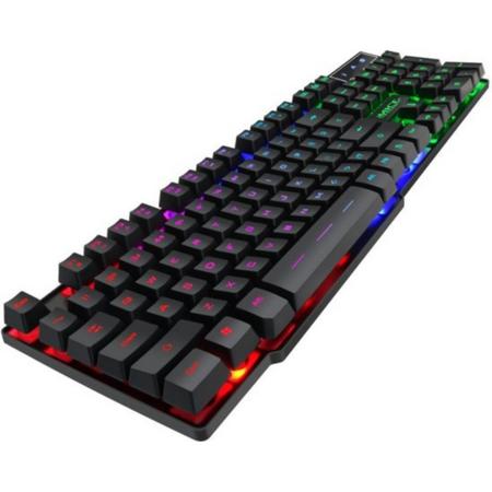 Gaming Toetsenbord (QWERTY) - Game Keyboard - met LED Verlichting in 3 Verschillende Kleuren (Rood, Blauw en Groen) - Waterproof PC Gametoetsenbord - 12 Multimedia Sneltoetsen - USB Aansluiting - RGB Verlichting