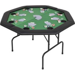 VidaLife Pokertafel voor 8 spelers achthoekig 2-voudig inklapbaar groen