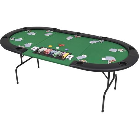 VidaLife Pokertafel voor 9 spelers ovaal 3-voudig inklapbaar groen