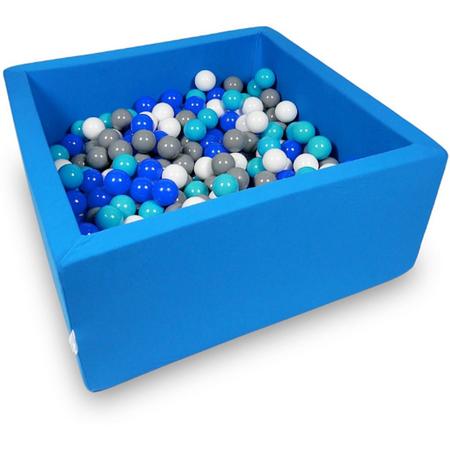 Ballenbak - 400 ballen - 90 x 90 x 40 cm - ballenbad - vierkant blauw