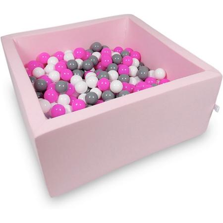 Ballenbak - 400 ballen - 90 x 90 x 40 cm - ballenbad - vierkant roze