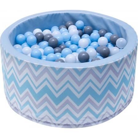Ballenbak - stevige ballenbad -90 x 40 cm - 400 ballen Ø 7 cm - blauw, wit, grijs en zwart
