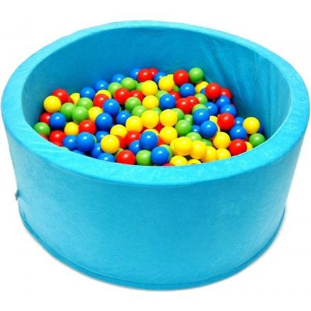 Ballenbak - stevige ballenbad -90 x 40 cm - lichtblauw inclusief 400 ballen Ø 7 cm - geel, groen, blauw en rood