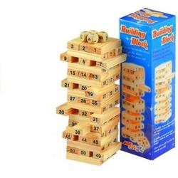 Jenga - vallende toren - spel met dobbelstenen - 54 delig