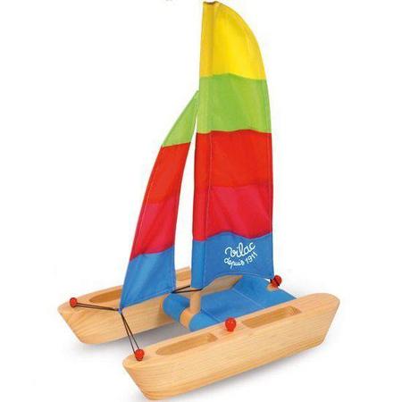 Houten speelgoed catamaran boot