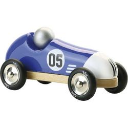 Vintage race auto hout blauw large 2335B