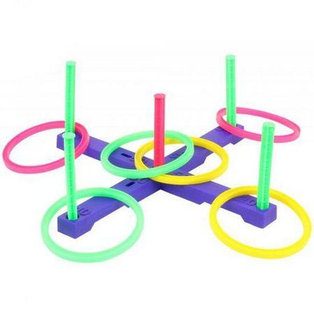Vinex - Ringwerpspel van Plastic - Ring Werpen - jong en oud - voor binnen en buiten - 5 palen - 6 ringen - vanaf 3 jaar