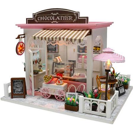 Poppenhuis Maken Chocolatier Store DIY Model Bouwpakket Miniatuur Schaal Bouw Hobby Knutselen Bouwen Poppen Huis Dollhouse