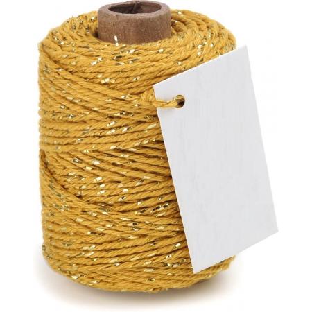 Cotton Cord Lurex/ Katoen touw 50 meter oker/goud ø2mm