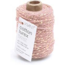 Cotton Cord Lurex/ Katoen touw 50 meter vintage roze/goud ø2mm