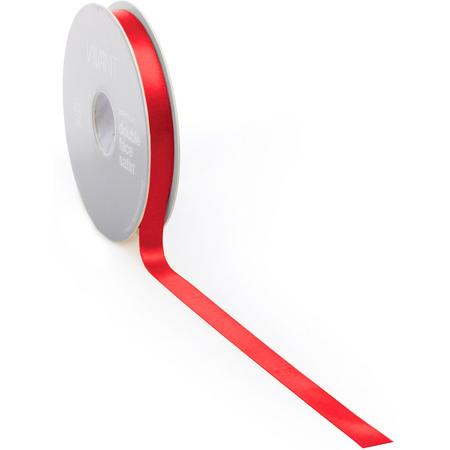 Satijnlint 10 mm rood op rol van 25 meter