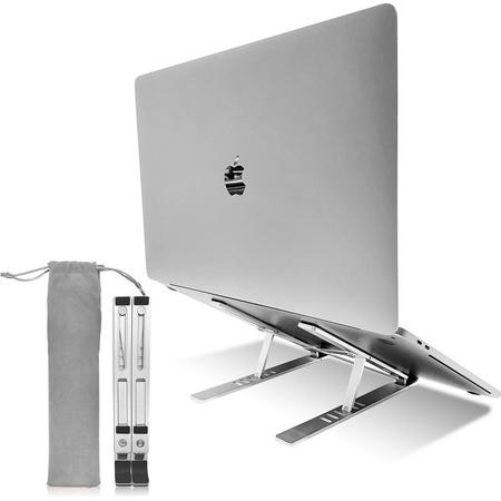 ViveGrace Aluminium Laptop Standaard Verstelbaar - Laptop Houder - Laptop Stand - Ergonomisch - 6 Standen - Warmteafvoer - Opvouwbaar - 11 Inch tot 16 Inch - Zilver