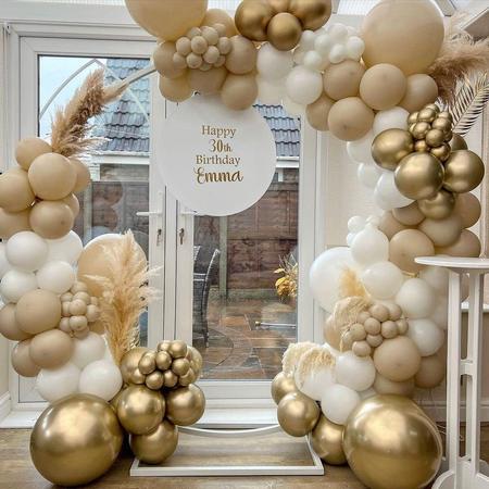 Bruiloft boog Incl. 125 ballonen - boog - ballonen - bruiloft - trouwerij - decoratie - goud - wit - beige