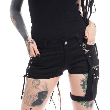 Naoko dames korte broek/short met grote zak zwart - Gothic/metal - S - Vixxsin