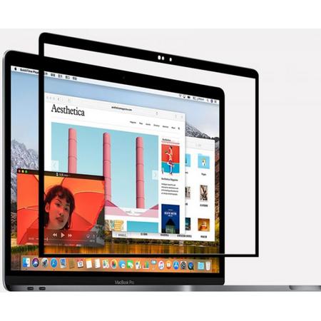 Ecover HD Screen Protector PET Folie voor Apple Macbook Air 13 inch Model: A1932 (2018) - Zwart Kader / Transparant