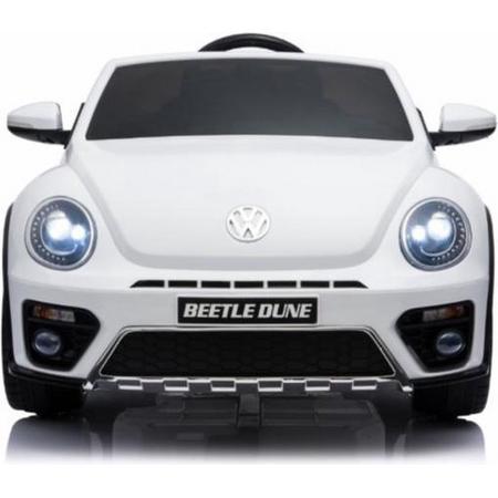 Elektrische Kinderauto Volkswagen Beetle Dune Wit 12V Met Afstandsbediening FULL OPTIONS