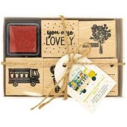 Violet Studio - Rainbow Blooms - Wooden Stamps & Ink Pad