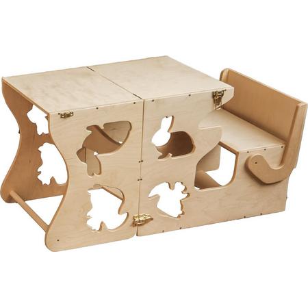 W&H speeltoestel - multifunctioneel keuken opstap voor kinderen - hout - dieren