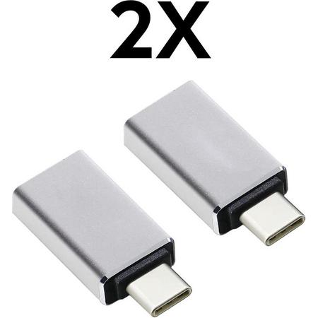 USB-C naar USB 3.0 Adapter - USB-C Hub - USB Stick - Macbook Pro - Macbook Air - Licht Grijs - 2 pack