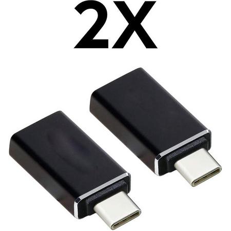 USB-C naar USB 3.0 Adapter - USB-C Hub - USB Stick - Macbook Pro - Macbook Air - Zwart - 2 pack
