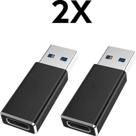 USB naar USB-C hub - USB-A USB-C - USB 3.0 Splitter ADAPTER - Macbook pro - Macbook Air-  2pack - Zwart 1.