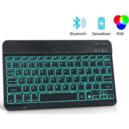 Draadloos toetsenbord - RGB Verlichting - Bluetooth 3.0 - iOS, Windows & Android - Stille knoppen - Licht gewicht - QWERTY - Geschikt voor o.a. Tablet, PC, Laptop, Samsung, Ipad, HP, Dell en Apple