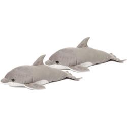 2x stuks wNF pluche dolfijn knuffel grijs 40 cm - Dolfijnen speelgoed familie knuffels