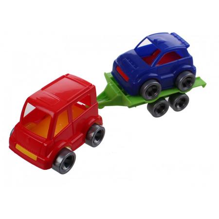 Wader Kids Cars Aanhanger Met Auto Geel/groen