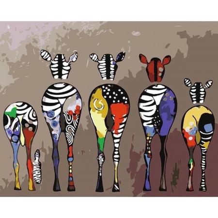 Diamond painting - Zebra’s achteraanzicht – schilderen op nummers - 40 x50 cm met Frame